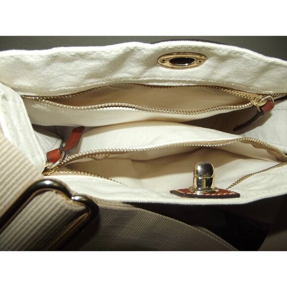 Dooney & Bourke White Canvas Shoulder Crossbody Bag Adjustable Strap & Turn Lock - Picture 14 of 15